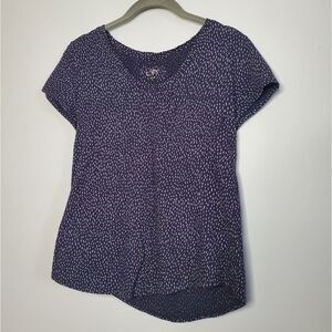 Ann Taylor Loft S Navy White Loose Fit T Shirt Top Small Front Pocket